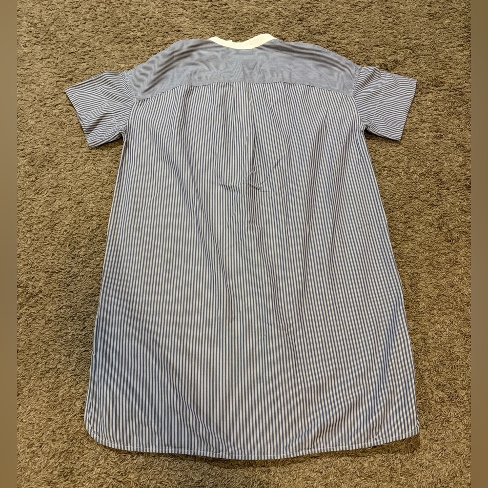 Vince Women’s Short Sleeve Tunic Nautical Vacation Blue White Striped Size 4 - Picture 11 of 11